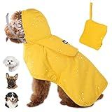 Lukovee Dog Raincoat, Adjustable Dog Rain Jacket with Clear Hooded Double Layer for Large Medium Small Dogs Puppies, Waterproof Rain Coat Poncho with Reflective Storage Pocket & Rim (XS, Y)