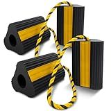 ROBLOCK Wheel Chocks (2pair/4pack with Rope) for RV Trailer Camper Truck Car Aircraft, Versatile Heavy Duty Rubber Wheel Chocks Block with 3 Reflective Strips, Tire Wheel Immobilizers & Chocks