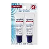 Aquaphor Lip Repair Ointment, Moisturizing Lip Balm Pack, Relieves Dryness, 0.35 Tube, Pack of 2