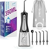 GOLDANT 2026 New 350ML Water Dental Flosser Teeth Pick with Bag, 5 Modes Portable Cordless Oral Irrigator Cleaner, Electric Rechargeable IPX7 Waterproof for Home Travel Teeth Cleaning Flossing (Black)