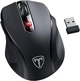 HOTWEEMS Wireless Mouse, D-09 Computer Mouse USB Cordless Mice for Laptop, Ergo Grips, Lightspeed 5-Level 2400 DPI, 16 Months Battery, Portable for PC Mac Chromebook (Black)