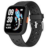 BIGGERFIVE Smart Watch for Kids, 1.8" Fitness Tracker Watch Pedometer, Heart Rate, Sleep Monitor, IP68 Waterproof, Calorie Step Counter, Puzzle Games with/Without APP for Girls Boys Teens 5-16, Black