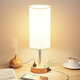 Fenmzee Bedside Table Lamp for Bedroom - Dimmable Touch, USB A+C, AC Outlet