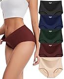 Sunm Boutique Seamless Womens Underwear, No Show Full Coverage Briefs, Tummy Control High Waisted Panties for Women (5 Pack, X-Large, Multicolor)