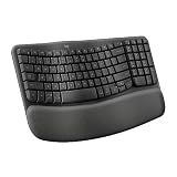 Logitech Wave Keys Ergonomic Wireless Keyboard with Palm Rest - Graphite