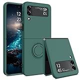 GaoBao for Samsung Galaxy Z Flip 3 Case, Phone Case Samsung Z Flip3 5G, Slim Silicone Soft Gel Rubber Bumper Shockproof Anti-Scratch Protective Case with Ring for Galaxy Z Flip3 5G 2021-Military Green