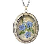 THSOGO Handmade Pressed Flower Photo Locket Necklace for Women
