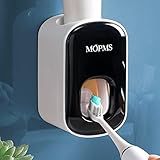 MOPMS Toothpaste Dispenser Wall Mounted for Bathroom Automatic Toothpaste Squeezer for Kids and Adult (Black-1Pcs)