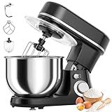 800W Stand Mixer with 5.3QT Bowl, 6-Speed with Pulse Electric Kitchen Mixer, Food Mixer with Dough Hook, Whisk, Beater Tilt-Head & Non-Slip Base for Cookie, Cake, Bread & Baking-Black