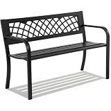 FDW | 46" Outdoor Garden Bench | Black | 480lbs Load Capacity
