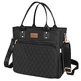 EASYA Large Insulated Lunch Bag for Work, Women's Nylon Thermal Lunch Box, Leakproof Cooler Tote Bag with Storage Pocket (Black)
