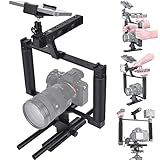 Universal Aluminum Alloy DSLR Mirrorless Camera Camcorder Stabilizer Extension Cage Mount for Mic Monitor Light, Movie Making Rig YouTube Tiktok Vlogging Video Kit w/Phone Holder for Canon Sony Nikon