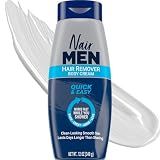 Nair Men Hair Remover Body Cream, Quick and Easy Body Hair Removal Cream for Men, Aloe and Lanolin, Dermatologist Tested, 12 Oz