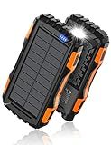 Mregb Solar Charger Power Bank 42800mAh, Portable Charger, Solar Power Bank,External Battery Pack 5V3.1A Qc 3.0 Fast Charger Built-in Super Bright Flashlight (Orange)