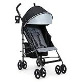Jeep AdventureGlyde Stroller by Delta Children - Lightweight Travel Stroller with Smoothest Ride & Compact Fold, 3-Position Recline, Extra Large Storage Basket, Black/Grey