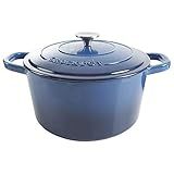 Crock-Pot Artisan 7-Quart Round Enameled Cast Iron Dutch Oven – Sapphire Blue, Durable Heavy-Duty Cookware for Slow Cooking, Baking, Roasting with Lid
