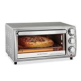Hamilton Beach 4-Slice Toaster Oven with 5 Cooking Modes (Bake, Broil, Keep Warm Toast & Bagel) with Stay On & Auto Shutoff, 2 Rack Positions, 1100 Watts and 3 Accessories, Stainless Steel (31143)