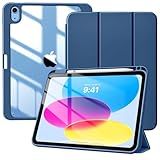 TiMOVO Case for iPad (A16) 11th Generation 11 Inch 2025, iPad 10th Generation Case 10.9 Inch 2022 with Pencil Holder,Slim Protective Cover with Clear Back Shell,Auto Wake/Sleep, Abyss Blue
