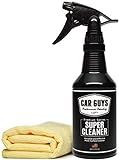 CAR GUYS Super Cleaner | Effective Car Interior Cleaner | Leather Car Seat Cleaner | Stain Remover for Carpet, Upholstery, Fabric, and Much More! | 18 Oz Kit with Microfiber Towel
