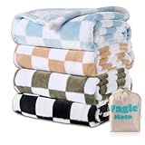 Yagle Mate 4 Pcs Baby Blankets, Fluffy Small Crib Blankets for Boys, Fleece Checkered Blanket, Toddler Receiving Blankets 30×40