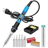 Soldering Iron Kit, 80W 110V Fast Heat up in 10s LCD Digital Adjustable Temperature Soldering Gun Thermostatic Soldering Kit for Electronic