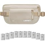 Travel Money Belt for Men Women RFID Blocking Concealed Waist Wallet Pouch Hidden Under Clothes Passport Holder Antitheft Waist Stash Bag for Travelling, Bonus 10 Credit Card Sleeves, Cream