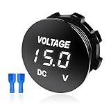 FSTURIOS DC 12V 24 V Voltmeter Gauge, Car LED Digital Display Round Panel Voltage Gauge Meter, Waterproof Mini Volt Tester Battery Monitor Indicator for Car Truck Marine Boat (White)