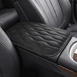 Amiss Car Center Console Cover, Upgraded Leather Car Armrest Cushion, Universal Waterproof Cushion Pad, Non-Slip Car Interior Accessories, Fits Most Sedans SUVs Trucks (Black)