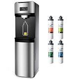 iSpring Bottleless Water Dispenser with Built-in 4-Stage Filtration, Hot/Cold/Room Temp, Self Cleaning, Stainless Steel, Model: DS4S
