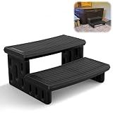 Hot Tub Steps, Non-Slip 2 Step Spa Stairs for Outdoor & Indoor, Black