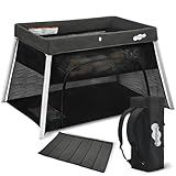 Pamo Babe Travel Pack and Play, Certified Baby Safe Travel Crib, Extra Large Portable Playpen with Mattress & Zipper Door, Portable Crib Lightweight Foldable Baby Travel Bed - Grey