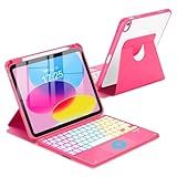 MePadKey Touchpad Keyboard Case for iPad (A16) 11th 10th Generation, 360 Rotation Cover with Pencil Holder Wireless Backlit Detachable Keypad for iPad 11 inch 2025/10 Gen 10.9" 2022 Watermelon Red