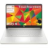 HP Touchscreen Laptop Computer for Student Home Study, 1-Year Office 365, 16GB DDR4 RAM, 512GB PCIe SSD, Intel Processor, 14 inch Display, WiFi 6, Bluetooth, Webcam, Type-C, Pale Gold, Windows 11 S