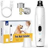 Bonve Pet Nail Grinder for Dogs - Upgraded Dog Nail Trimmers Super Quiet, 2 Speeds, Rechargeable, 2 Grinding Wheels for Small Large Dogs & Cats