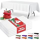 Niuara White Plastic Table Cloth - 4 Pack 54" × 108" Rectangle Disposable Tablecloths for 6FT Tables, Waterproof Table Cover for Party, Holiday & Gathering Use