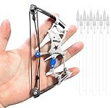 TIETHEKNOT Mini Archery Bow Set Right Hand Mini Compound Bow Mini Hunting Bow Metal Material Catapult RH/LH for Hunting Shooting Practice Archery Entertainment Fun, silvery