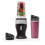 Ninja Fit Compact Personal Blender | Portable Blender for Smoothies, Shakes, and Frozen Blending | Includes (2) 16-oz. To-Go Cups and Spout Lids | 700 Watt | Black | QB3001SS