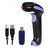 WoneNice 2.4G Wireless Barcode Scanner – 1D Handheld Cordless Barcode Reader for Retail, Warehouse, Inventory – 100ft Range, Plug & Play – Compatible with Windows, Linux, POS(Purple)
