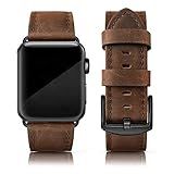 EDIMENS Leather Bands Compatible with Apple Watch 46mm 45mm 44mm 42mm(Series 1 2 3) Band Men Women, Vintage Genuine Leather Wristband Replacement Band Compatible for Apple Watch iwatch Series 10 9 8 7 6 5 4 SE