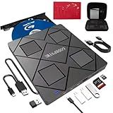 GODBPNYMU External blu ray Drive,8-in-1External blueray/DVD Drive for pc, Featuring USB*2 /C*2,TF/SD Card Reader blu ray Burner,Compatible with Windows 11/10/ 8/7/,Mac os. Comes with 1+4 Storage Bag