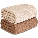 Muslin Swaddle Blankets for Newborn, 2 Pack Breathable Soft Receiving Blanket, Large 41 x 41 inches Swaddle Wrap Burping Clothes, Essentials Infant Shower Items. (Beige & Coffee)