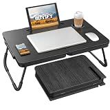 BUYIFY 23.4" Foldable Lap Desk Bed Table with Cup Holder Tray Black