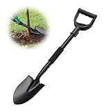 31" Compact Garden Shovel with D-Grip Handle - Rust-Proof Lightweight Metal Tool for Raised Beds, Tight Spaces & Emergency Use (Kids/Adults Friendly), Black