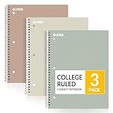 SUNEE Spiral Notebooks, 3 Pack, 1-Subject, College Ruled Paper, 8" x 10-1/2", 70 Sheets per Notebook, Assorted Aesthetic Colors Spiral Notebooks for School