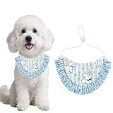 Cute Cartoon Dog Bandana, Adjustable Pet Bib with Ruffle Trim for Small Medium Large Dogs and Cats (Blue, Small)