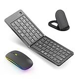 Wireless Bluetooth Keyboard & Mouse Combo, Foldable Mini Portable Typepad for iPad, iPhone, Tablet,Folding Rechargeable & Compatible with iOS, Windows, Android Devices, Laptops & Smartphones