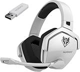 NUBWO G06 Dual Wireless Gaming Headset with Microphone for PS5, PS4, PC - 23ms Low Latency Audio - 100-Hour of Playtime - 50mm Drivers (White-Black)