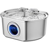 Cat Water Fountain Stainless Steel - Pet Drinking Fountain for Cats Indoor - 3.2L/108oz Automatic Water Dispenser with Watering Level Window (1 Filter)