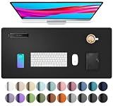 Aothia Non-Slip Waterproof PU Leather Desk Pad Protector for Mouse, Writing Desk, Office, Home, Laptop Blotter, 23.6" x 13.7", Black