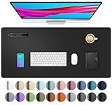 Aothia Non-Slip Waterproof PU Leather Desk Pad Protector for Mouse, Writing Desk, Office, Home, Laptop Blotter, 23.6" x 13.7", Black
